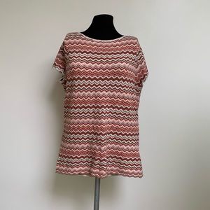 Karen Scott Rust Brown Cream Chevron Sweater